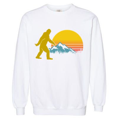 Retro Sasquatch Mountain Sunset Garment-Dyed Sweatshirt