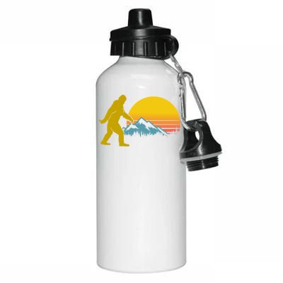 Retro Sasquatch Mountain Sunset Aluminum Water Bottle