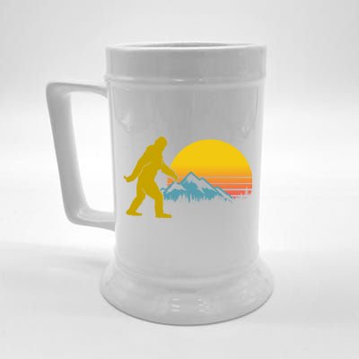 Retro Sasquatch Mountain Sunset Beer Stein