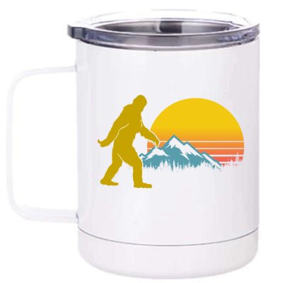 Retro Sasquatch Mountain Sunset 12 oz Stainless Steel Tumbler Cup