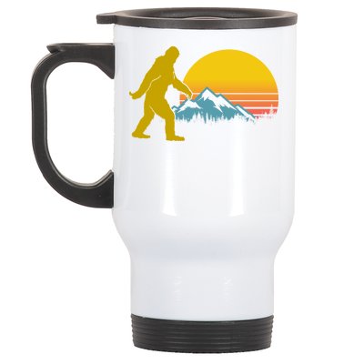 Retro Sasquatch Mountain Sunset Stainless Steel Travel Mug