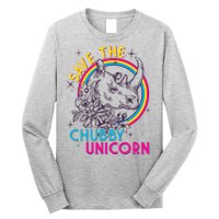 Retro Save the Chubby Unicorn Rhino Long Sleeve Shirt