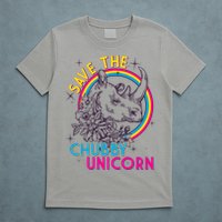 Retro Save the Chubby Unicorn Rhino T-Shirt