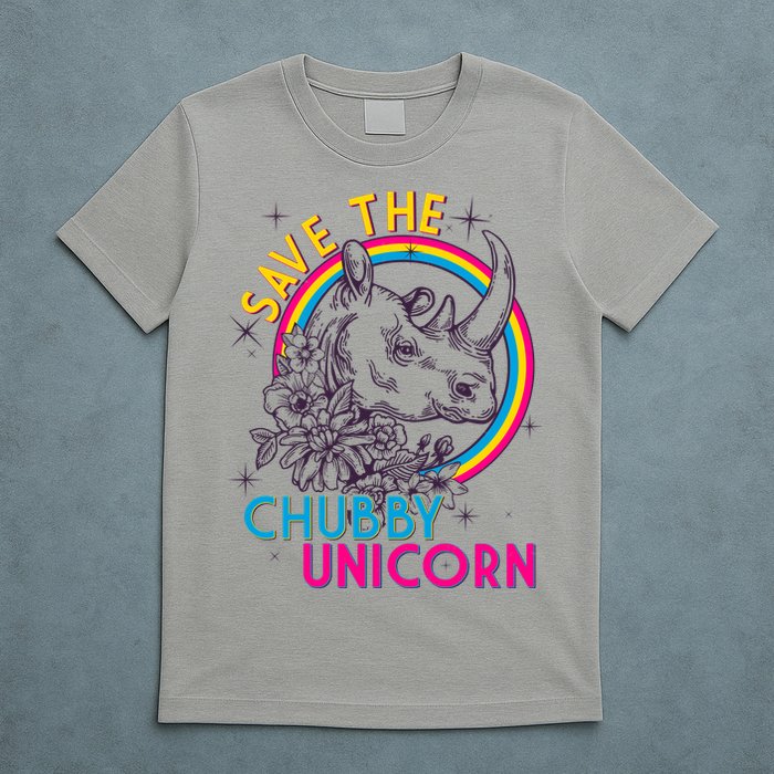 Retro Save the Chubby Unicorn Rhino T-Shirt