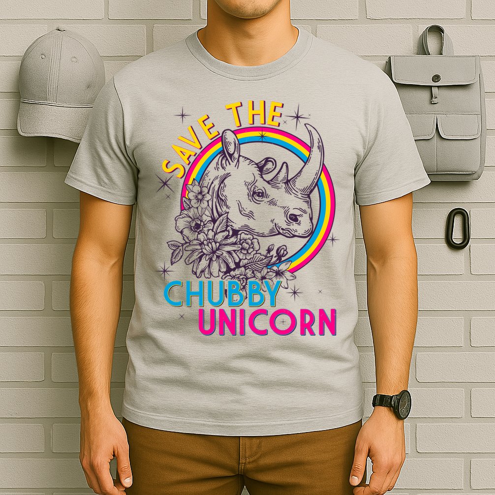 Retro Save the Chubby Unicorn Rhino T-Shirt