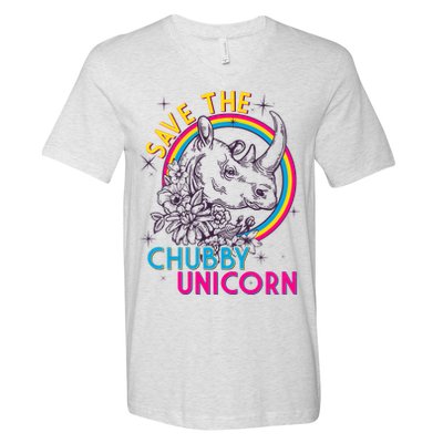 Retro Save the Chubby Unicorn Rhino V-Neck T-Shirt
