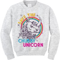Retro Save the Chubby Unicorn Rhino Kids Sweatshirt