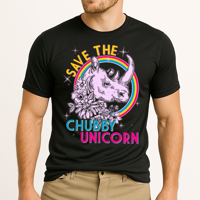 Retro Save the Chubby Unicorn Rhino Performance Shirt