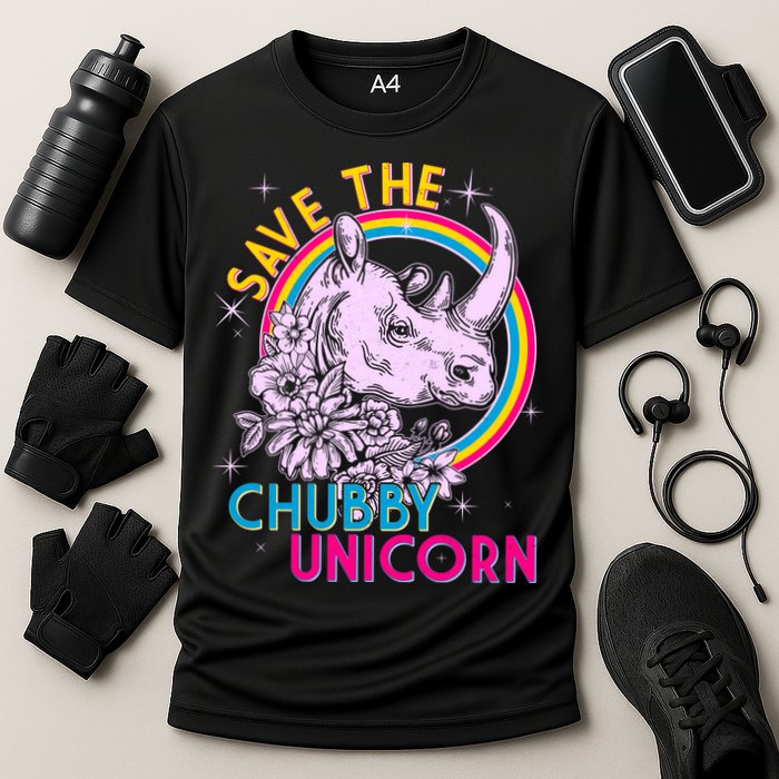 Retro Save the Chubby Unicorn Rhino Performance Shirt