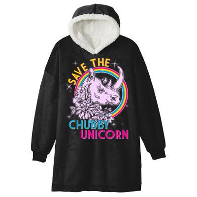 Retro Save the Chubby Unicorn Rhino Hooded Wearable Blanket