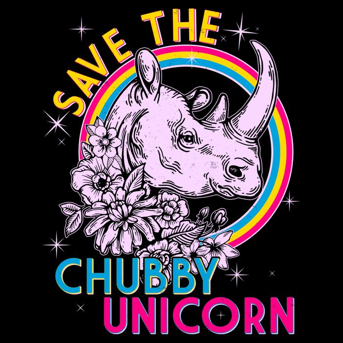 Retro Save the Chubby Unicorn Rhino Flat Bill Trucker Hat