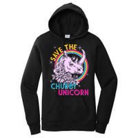 Retro Save the Chubby Unicorn Rhino Women's Pullover Hoodie
