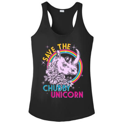 Retro Save the Chubby Unicorn Rhino Ladies PosiCharge Competitor Racerback Tank