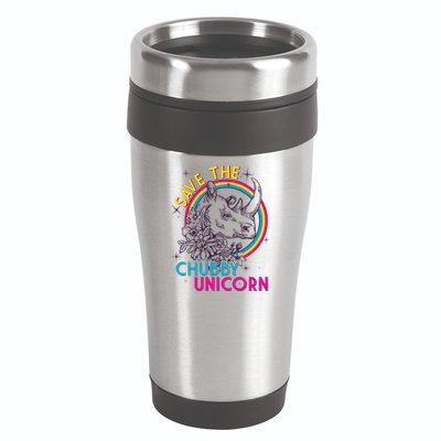 Retro Save the Chubby Unicorn Rhino 16oz Travel Tumbler