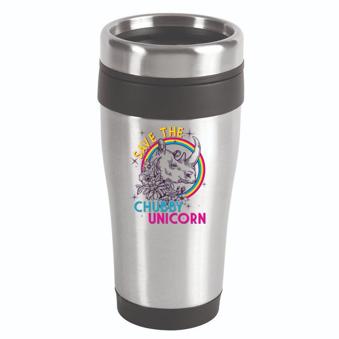 Retro Save the Chubby Unicorn Rhino 16oz Travel Tumbler