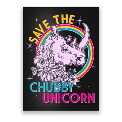 Retro Save the Chubby Unicorn Rhino Poster