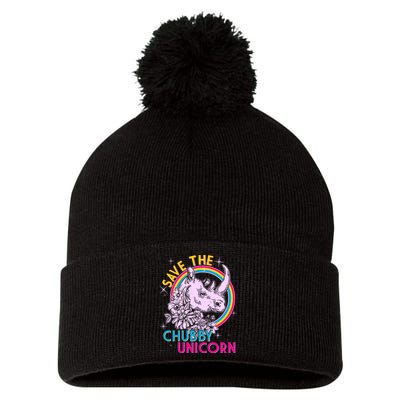 Retro Save the Chubby Unicorn Rhino Pom Pom 12in Knit Beanie