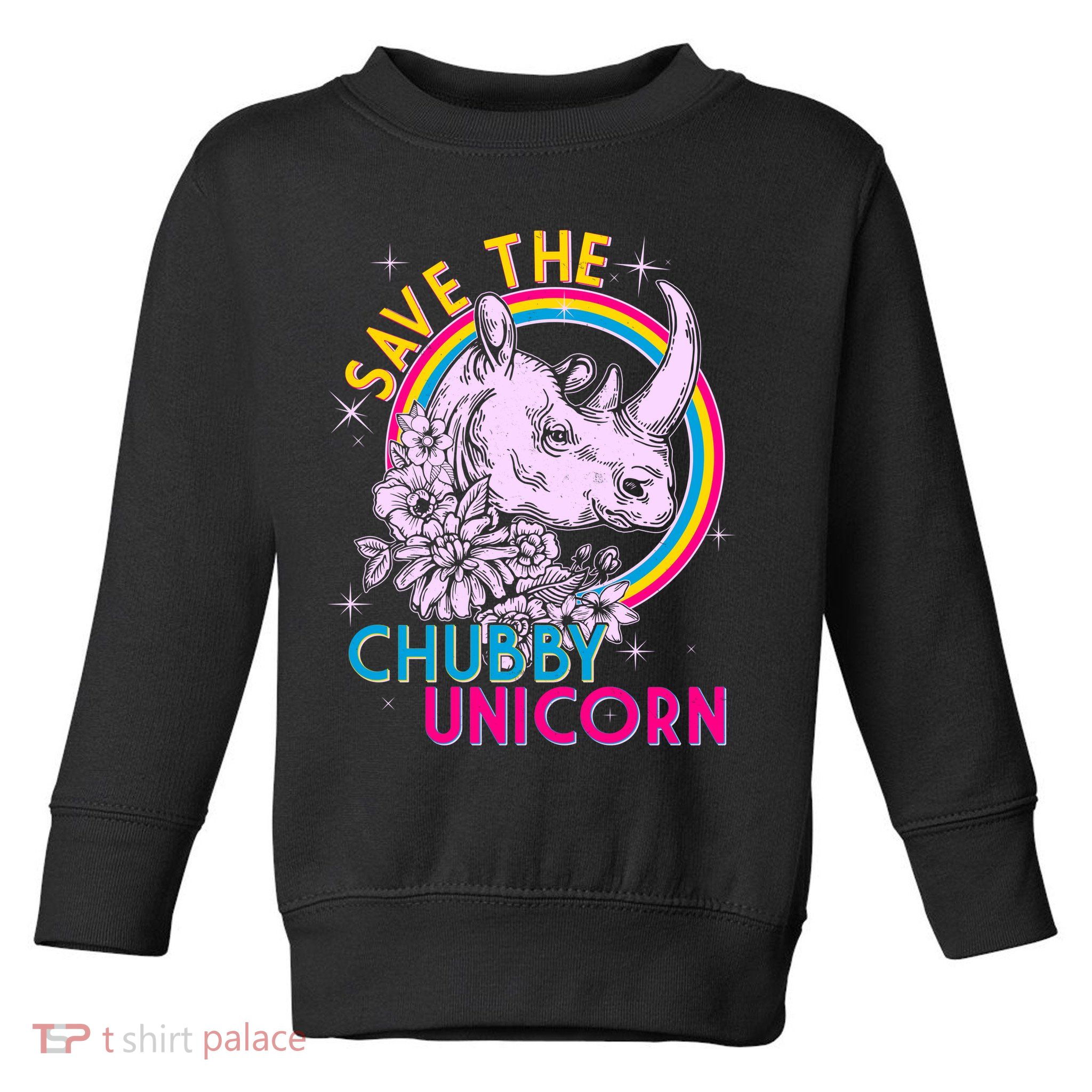 Retro Save the Chubby Unicorn Rhino Toddler Sweatshirt