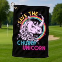 Retro Save the Chubby Unicorn Rhino Golf Towel