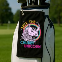 Retro Save the Chubby Unicorn Rhino Golf Towel