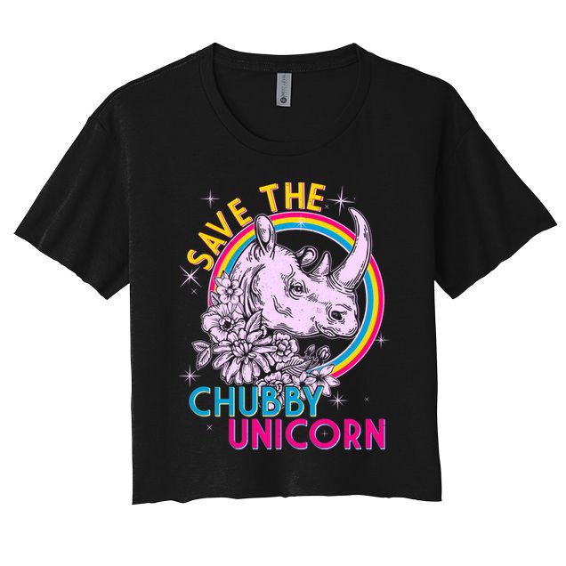 Retro Save the Chubby Unicorn Rhino Crop Top