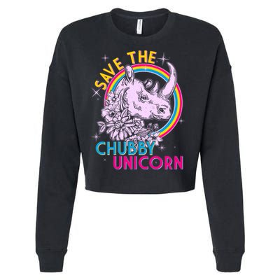 Retro Save the Chubby Unicorn Rhino Cropped Pullover Crew