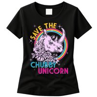Retro Save the Chubby Unicorn Rhino Womens T-Shirt
