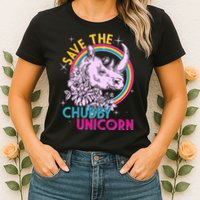 Retro Save the Chubby Unicorn Rhino Womens T-Shirt
