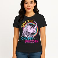 Retro Save the Chubby Unicorn Rhino Womens T-Shirt