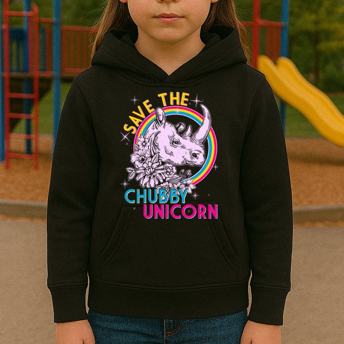 Retro Save the Chubby Unicorn Rhino Kids Hoodie