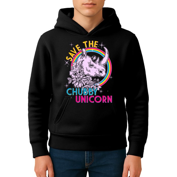 Retro Save the Chubby Unicorn Rhino Kids Hoodie