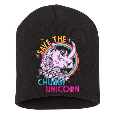 Retro Save the Chubby Unicorn Rhino Short Acrylic Beanie