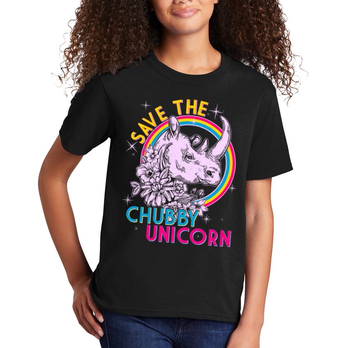 Retro Save the Chubby Unicorn Rhino Kids T-Shirt