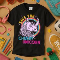 Retro Save the Chubby Unicorn Rhino Kids T-Shirt