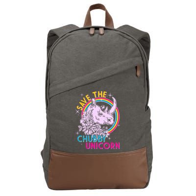 Retro Save the Chubby Unicorn Rhino Cotton Canvas Backpack