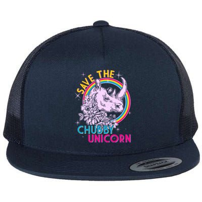 Retro Save the Chubby Unicorn Rhino Flat Bill Trucker Hat