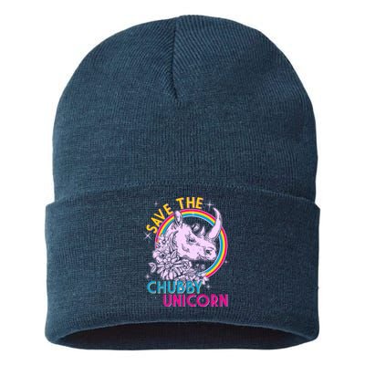 Retro Save the Chubby Unicorn Rhino Sustainable Knit Beanie