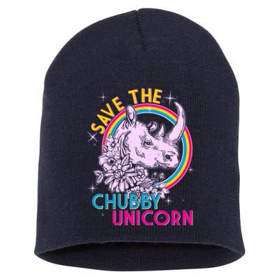 Retro Save the Chubby Unicorn Rhino Short Acrylic Beanie