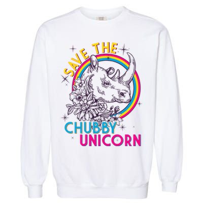Retro Save the Chubby Unicorn Rhino Garment-Dyed Sweatshirt