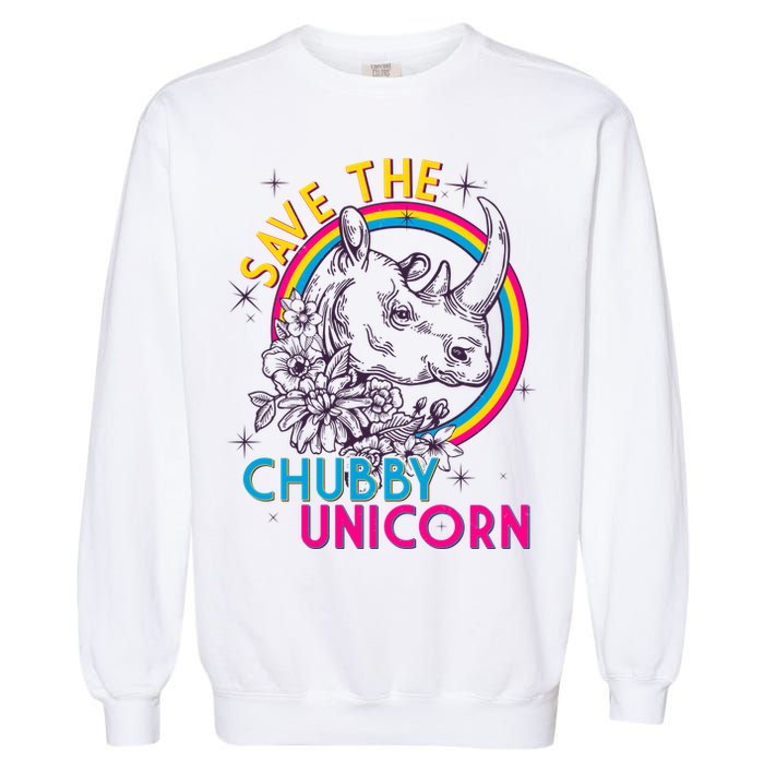 Retro Save the Chubby Unicorn Rhino Garment-Dyed Sweatshirt