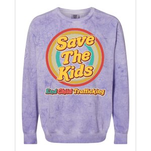 Retro Save The Kids End Child Trafficking Colorblast Crewneck Sweatshirt