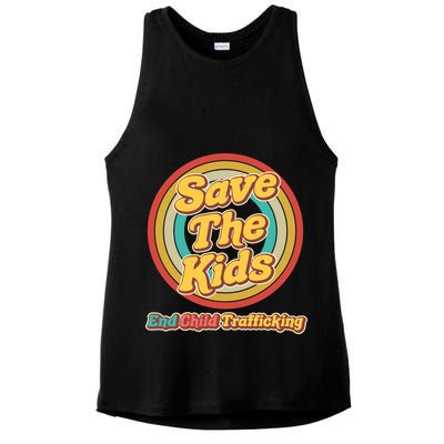 Retro Save The Kids End Child Trafficking Ladies PosiCharge Tri-Blend Wicking Tank