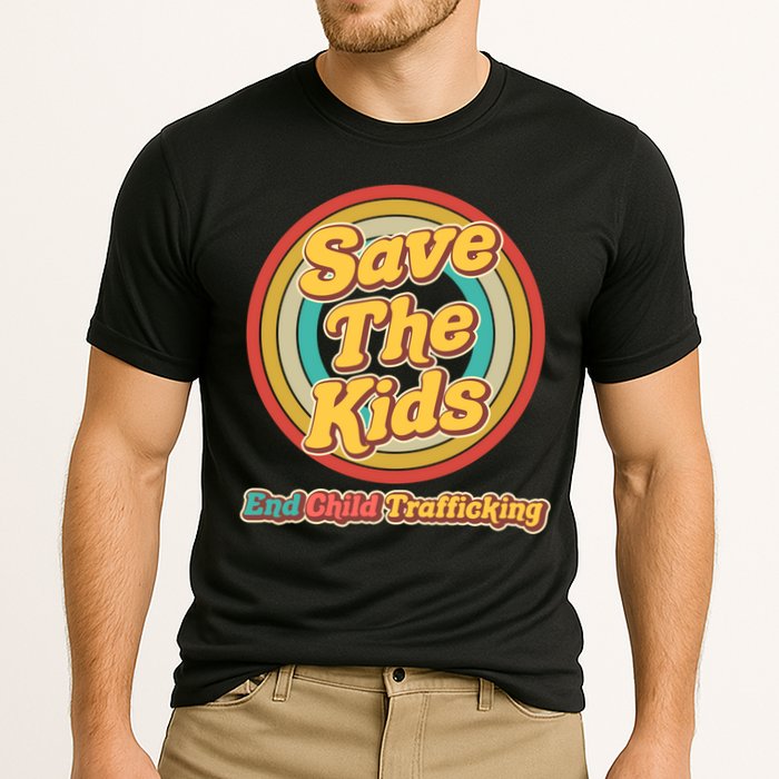 Retro Save The Kids End Child Trafficking Performance Shirt
