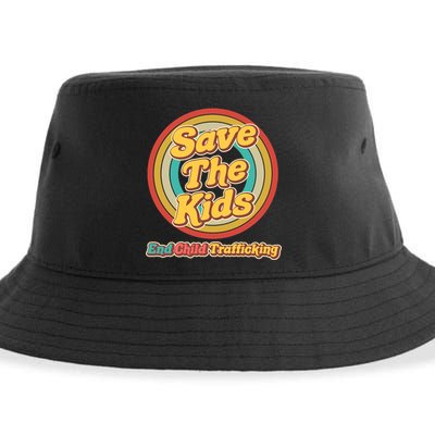 Retro Save The Kids End Child Trafficking Sustainable Bucket Hat
