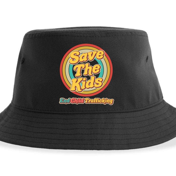 Retro Save The Kids End Child Trafficking Sustainable Bucket Hat