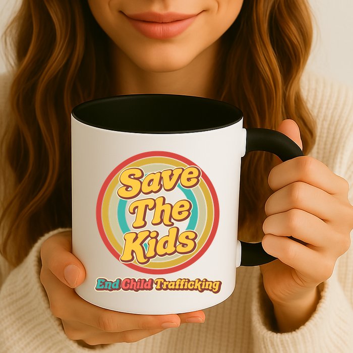 Retro Save The Kids End Child Trafficking Mug