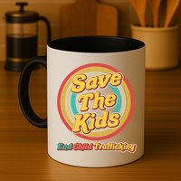 Retro Save The Kids End Child Trafficking Mug