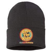 Retro Save The Kids End Child Trafficking Sustainable Knit Beanie