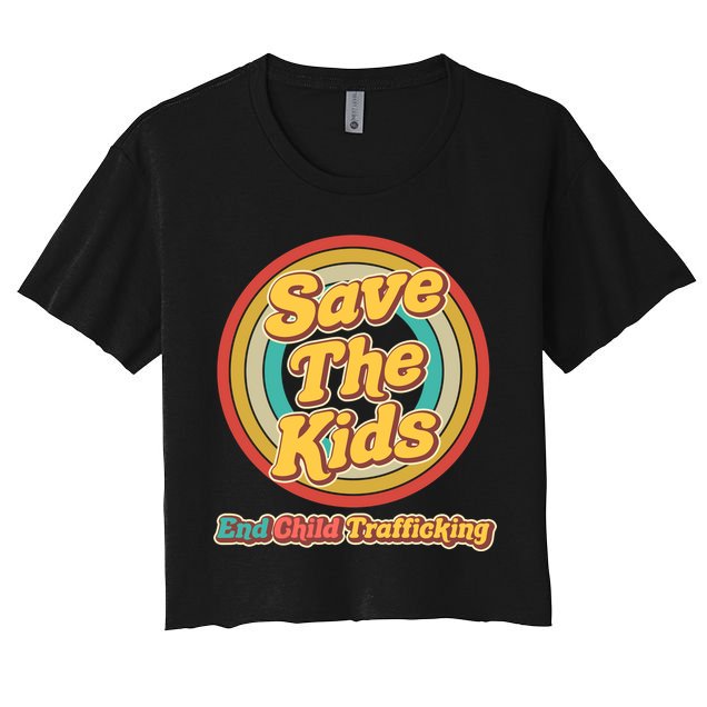 Retro Save The Kids End Child Trafficking Crop Top