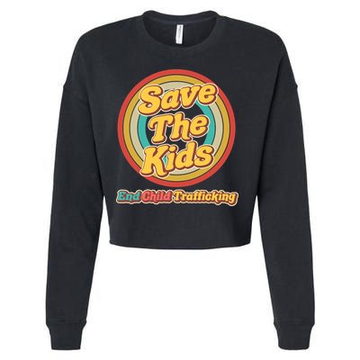 Retro Save The Kids End Child Trafficking Cropped Pullover Crew